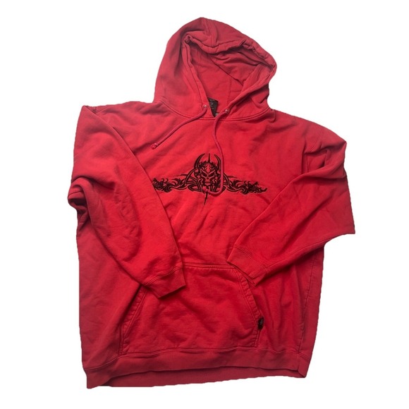 Top Heavy Other - Vtg Top Heavy Hoodie Y2K Skull Red Black Size XL Skater Pullover *Read